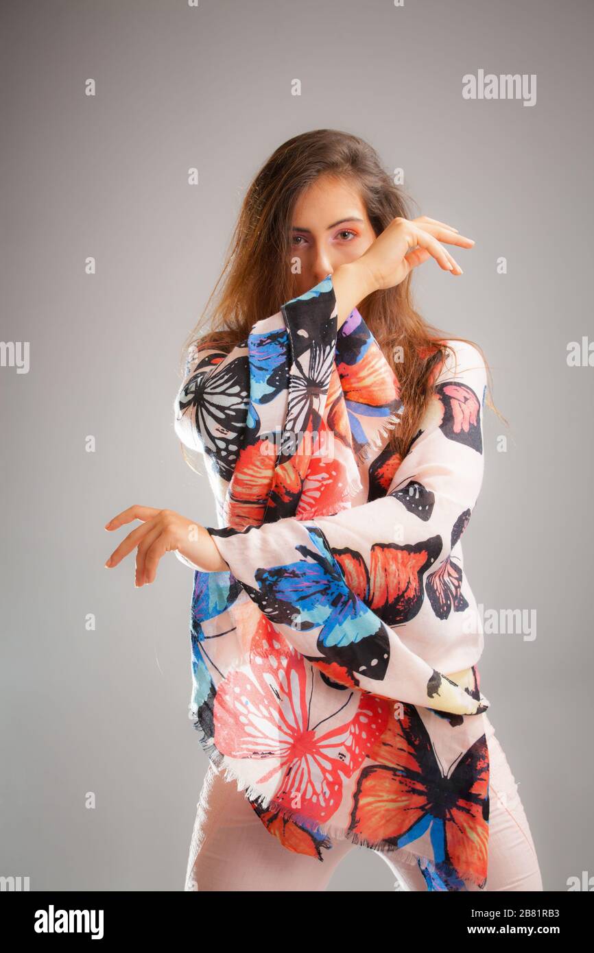 fashion style portrait of young woman Stock Photo - Alamy