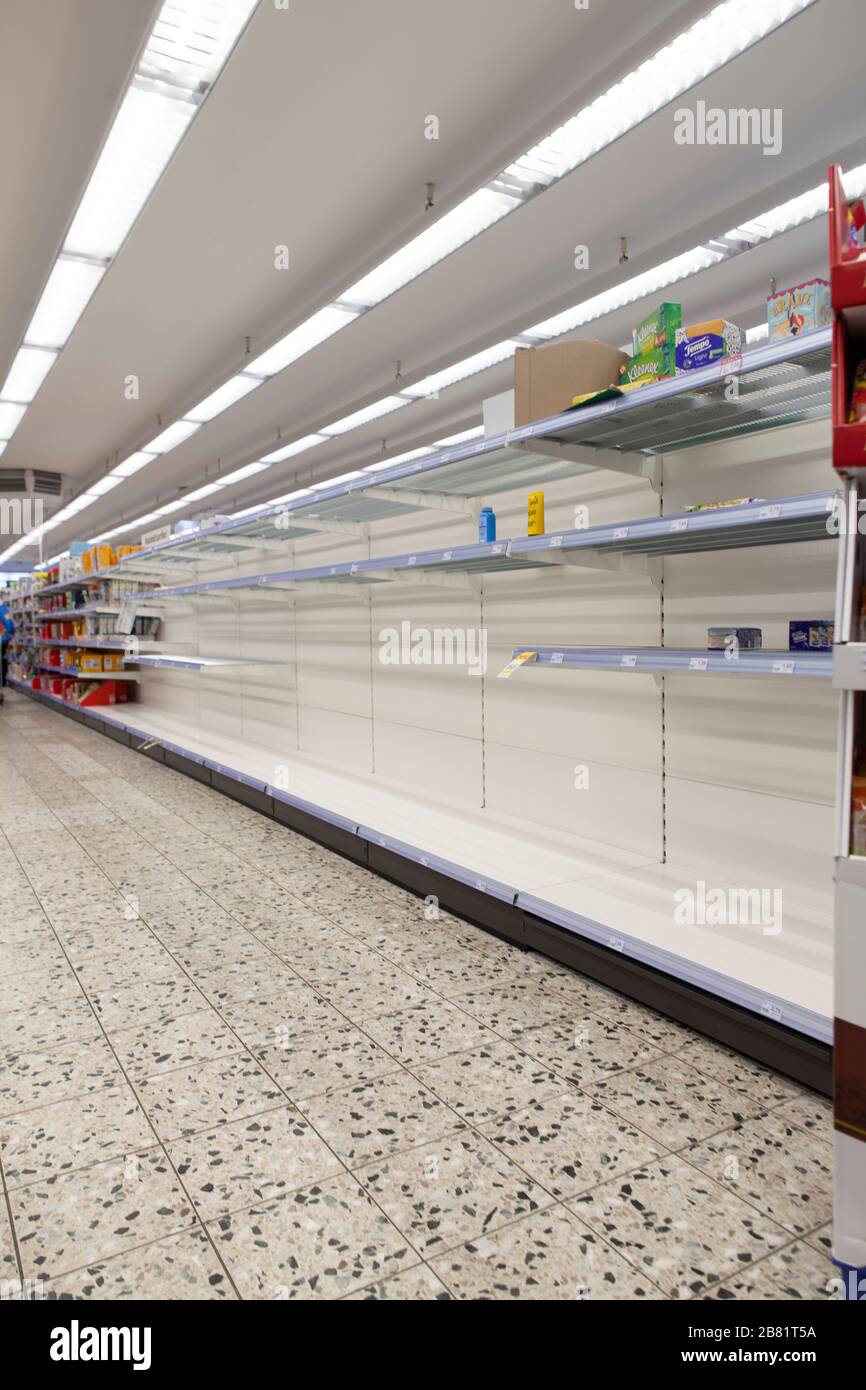 Empty shopping shelves during corona crisis Stock Photo Alamy