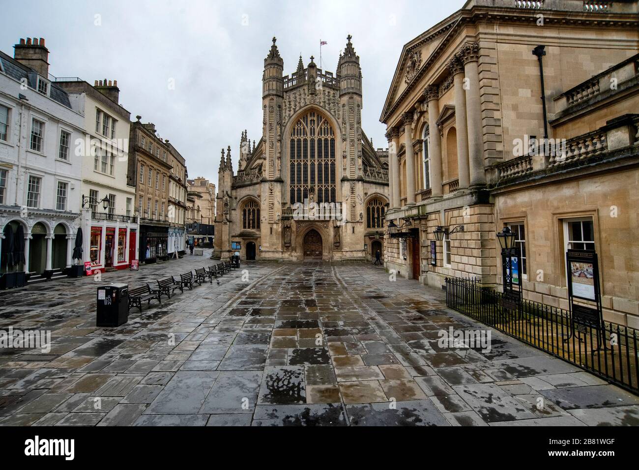 Bath Abbey Churchyard, usually busy with tourists visiting the Abbey ...