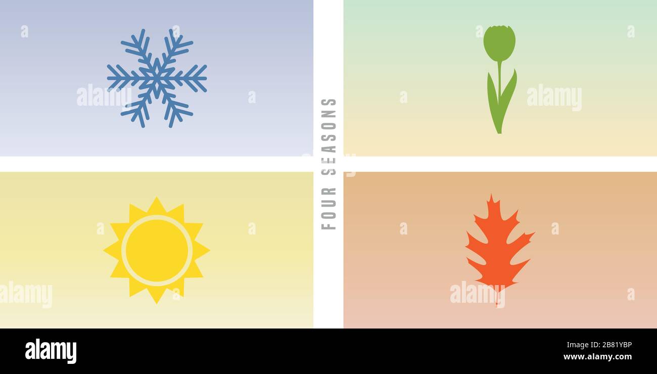 four seasons winter spring summer autumn icon vector illustration EPS10 Stock Vector