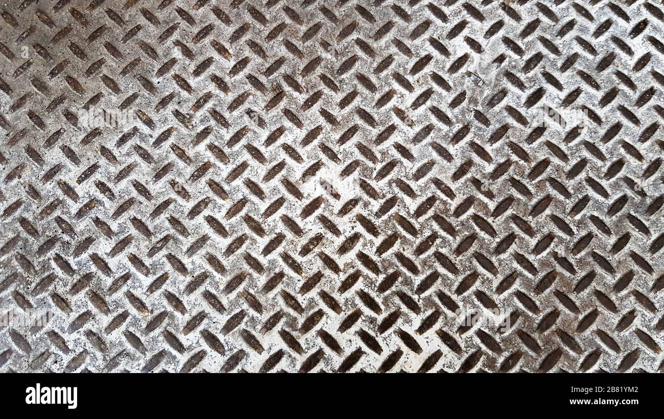 Metal background as a creative texture close up. Steel checkerboard made of sheet metal with factory floors, anti-slip platform for engineering materi Stock Photo