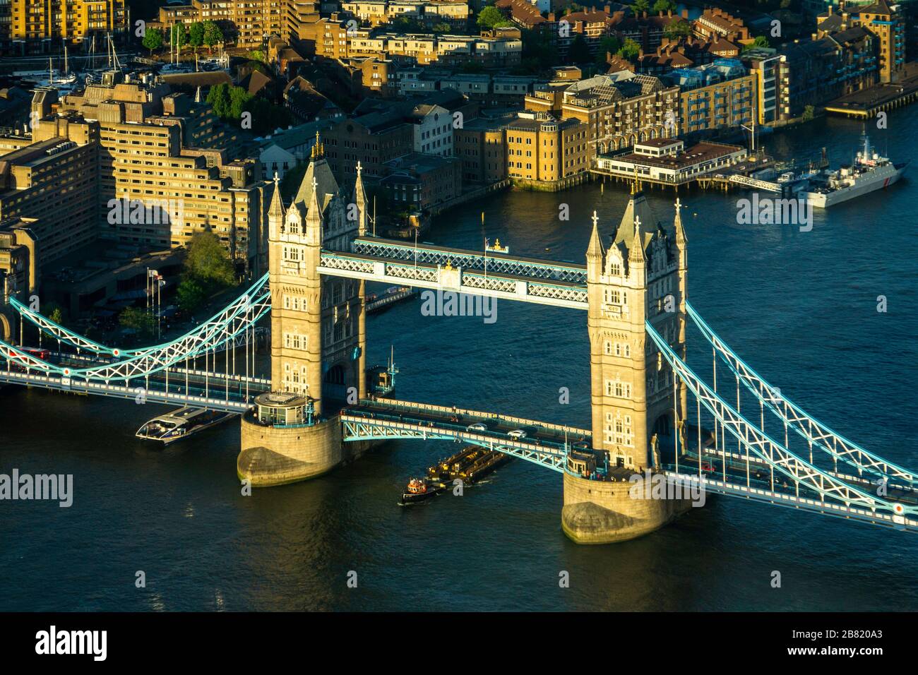 London Bridge and the Thames River in England Stock Photo