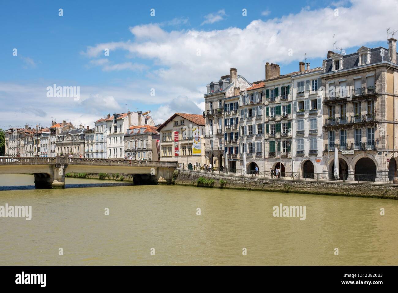 The Petit Bayonne quarter and Pont Marengo (Marengo Bridge) on the Nive River in Bayonne, the