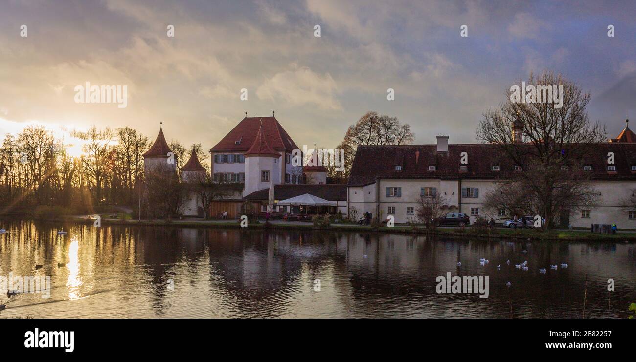 Blutenburg Castle is an old ducal country seat in the west of Munich, Germany, on the banks of river Würm. Stock Photo