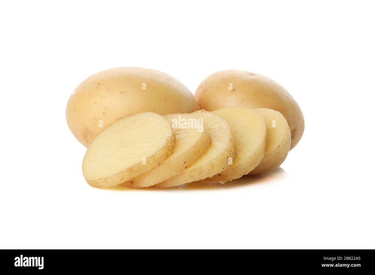 Ripe young potato isolated on white background Stock Photo
