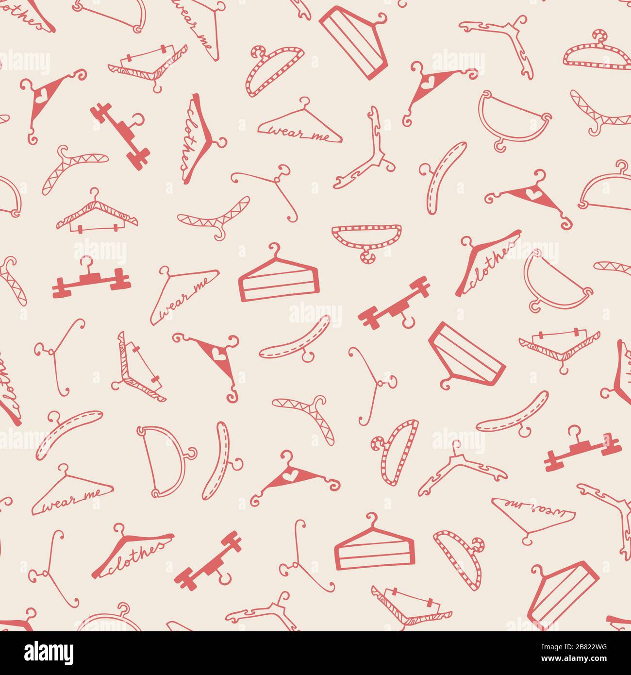 Doodle seamless clothes hangers pattern Stock Vector