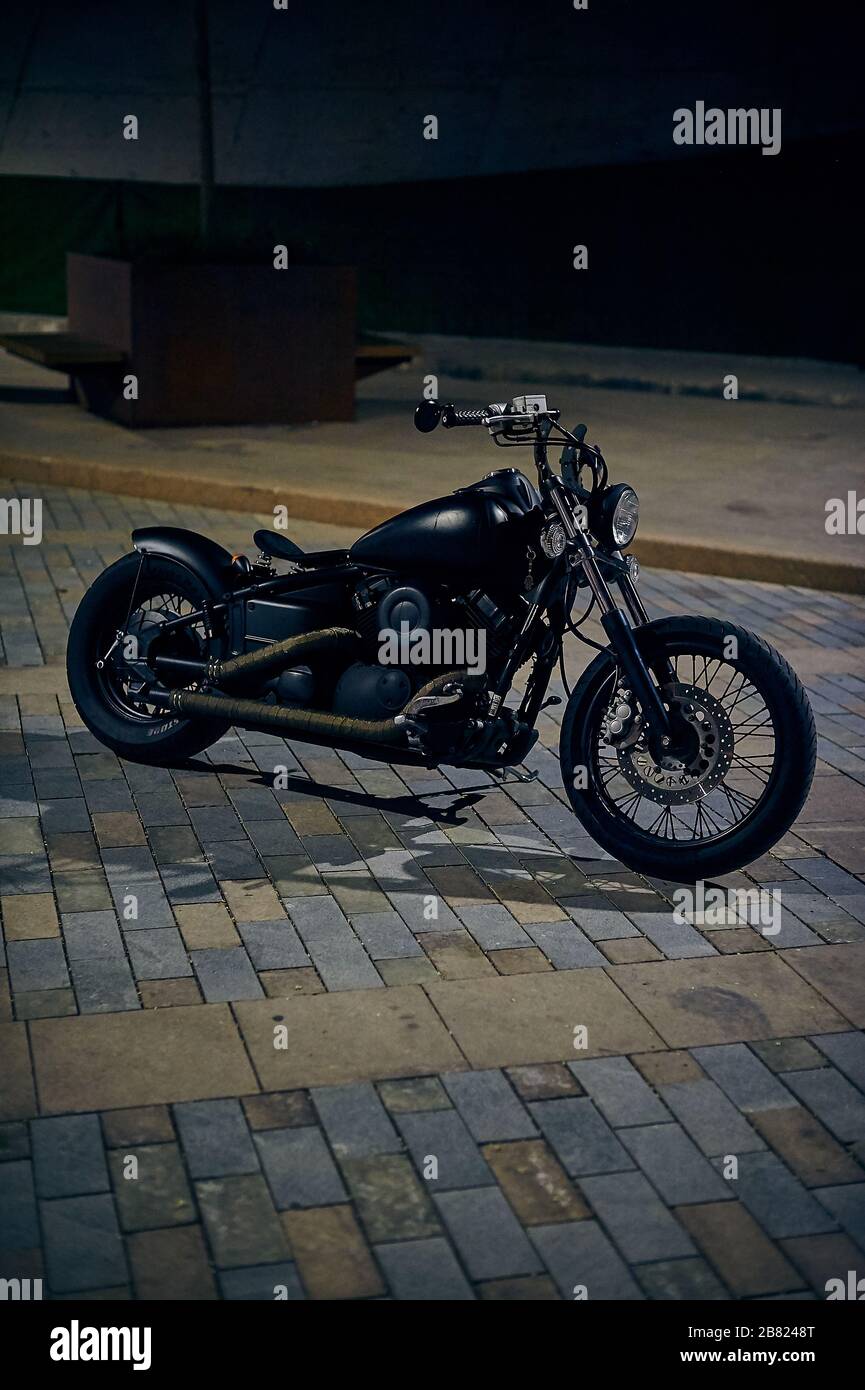 Tbilisi, Georgia July 19, 2019 Custom built Yamaha DragStar motorycle Stock Photo