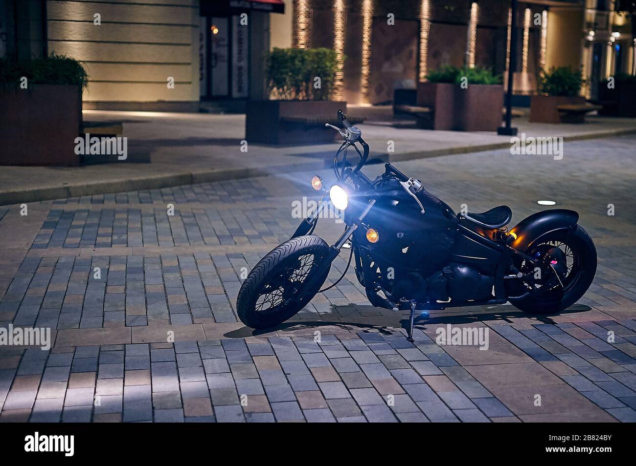 Tbilisi, Georgia July 19, 2019 Custom built Yamaha DragStar motorycle Stock Photo
