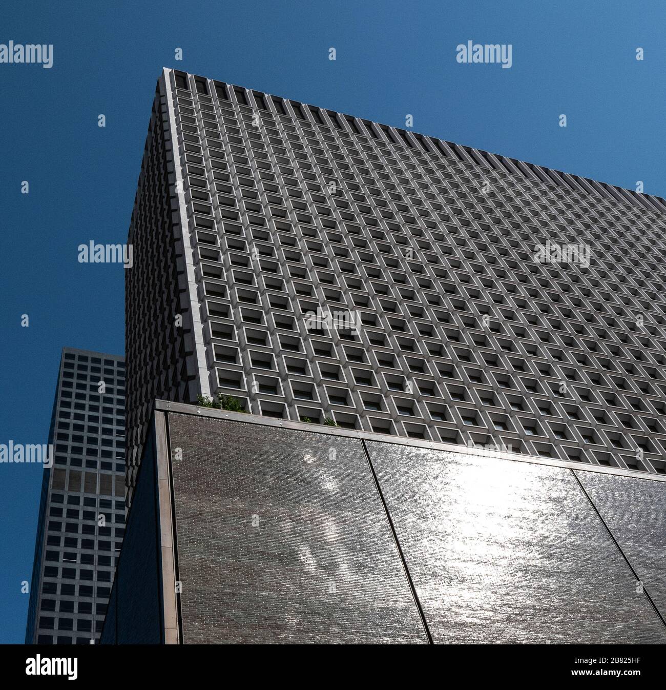 Building exterior, low angle view, Manhattan, New York City Stock Photo