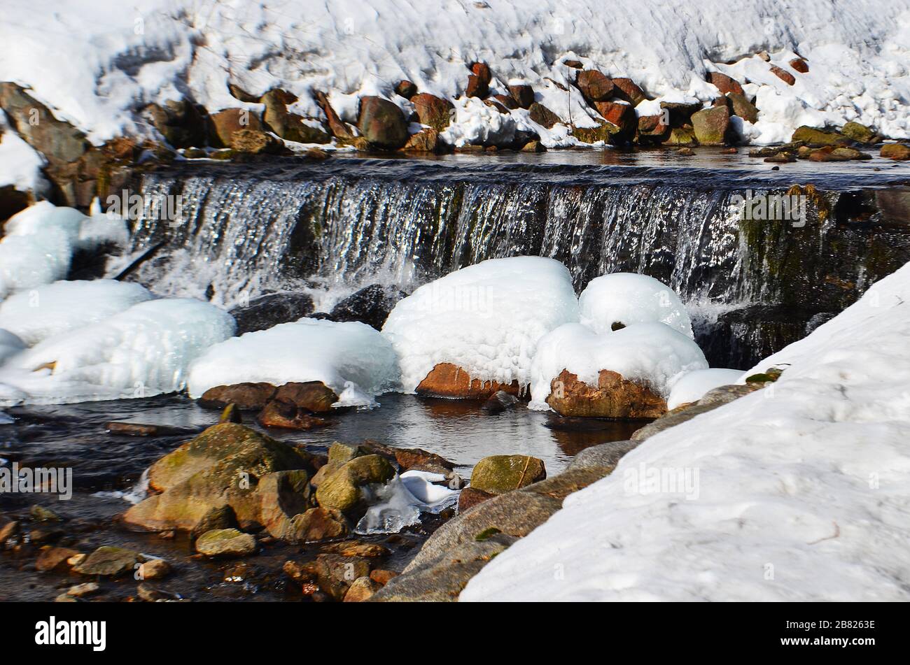 waterfall on the mountain river Stock Photo - Alamy