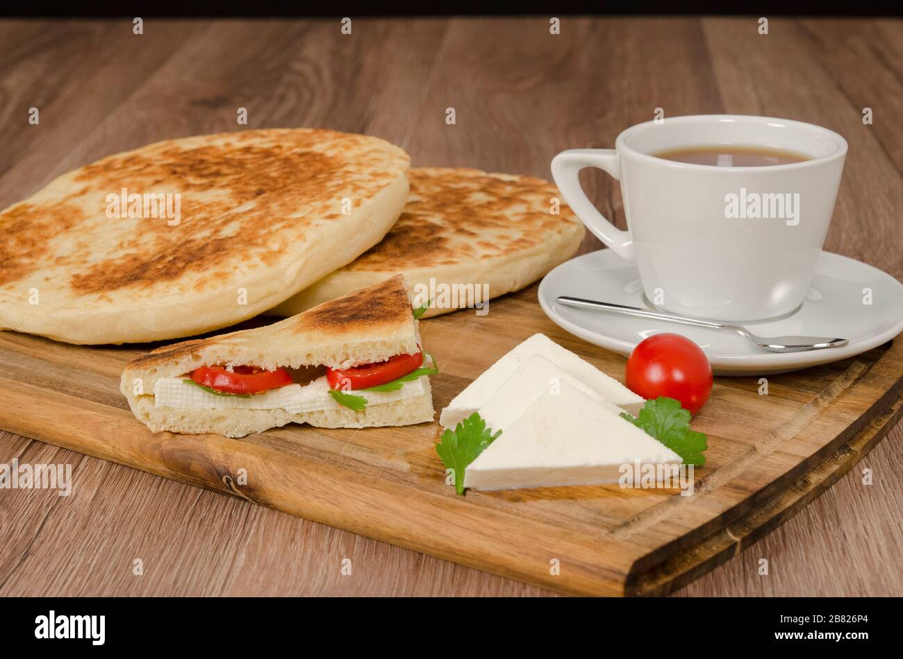 Traditional turkish bread called bazlama. stock photo Stock Photo Alamy