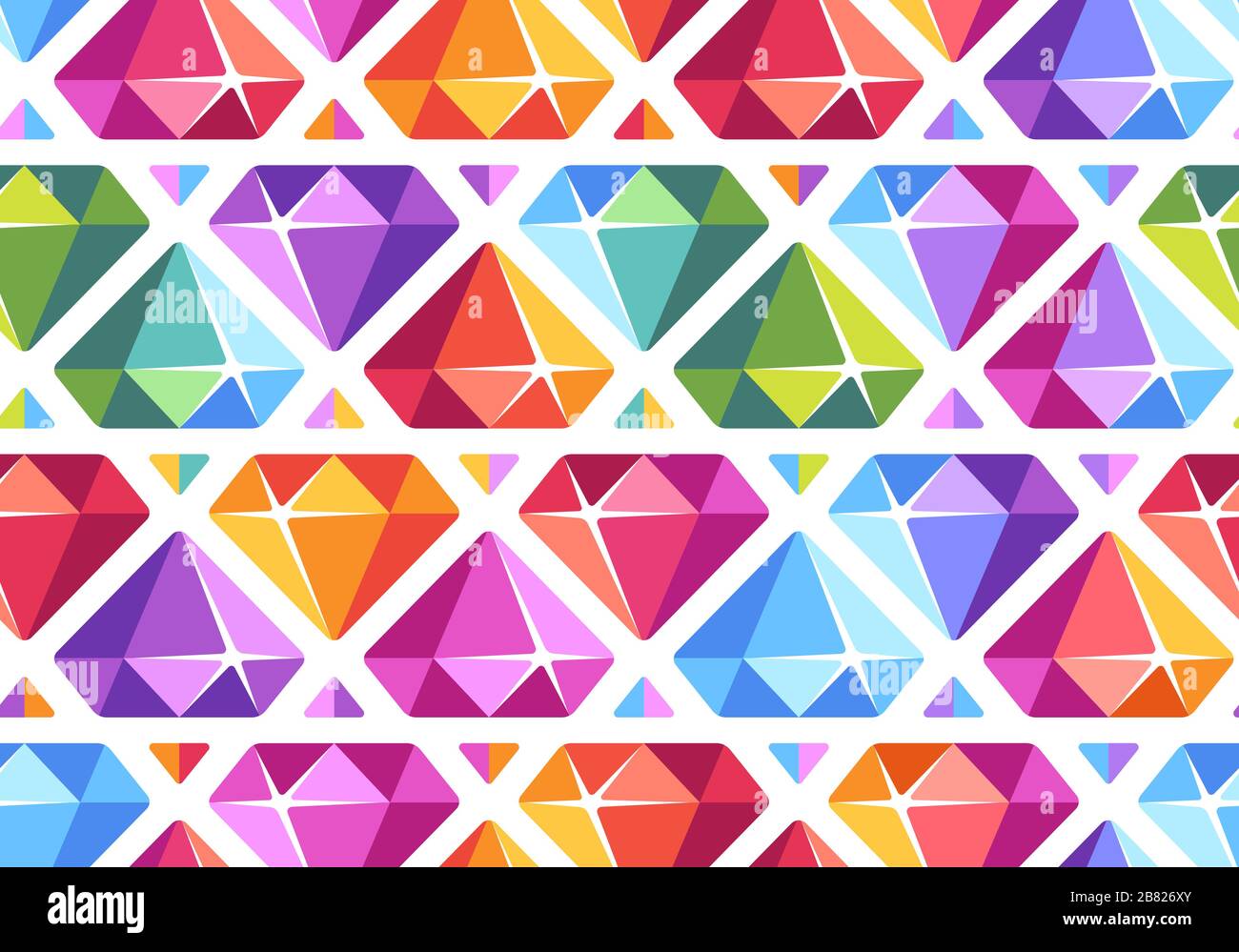 Precious jewel seamless pattern. Colorful diamond background Stock Vector