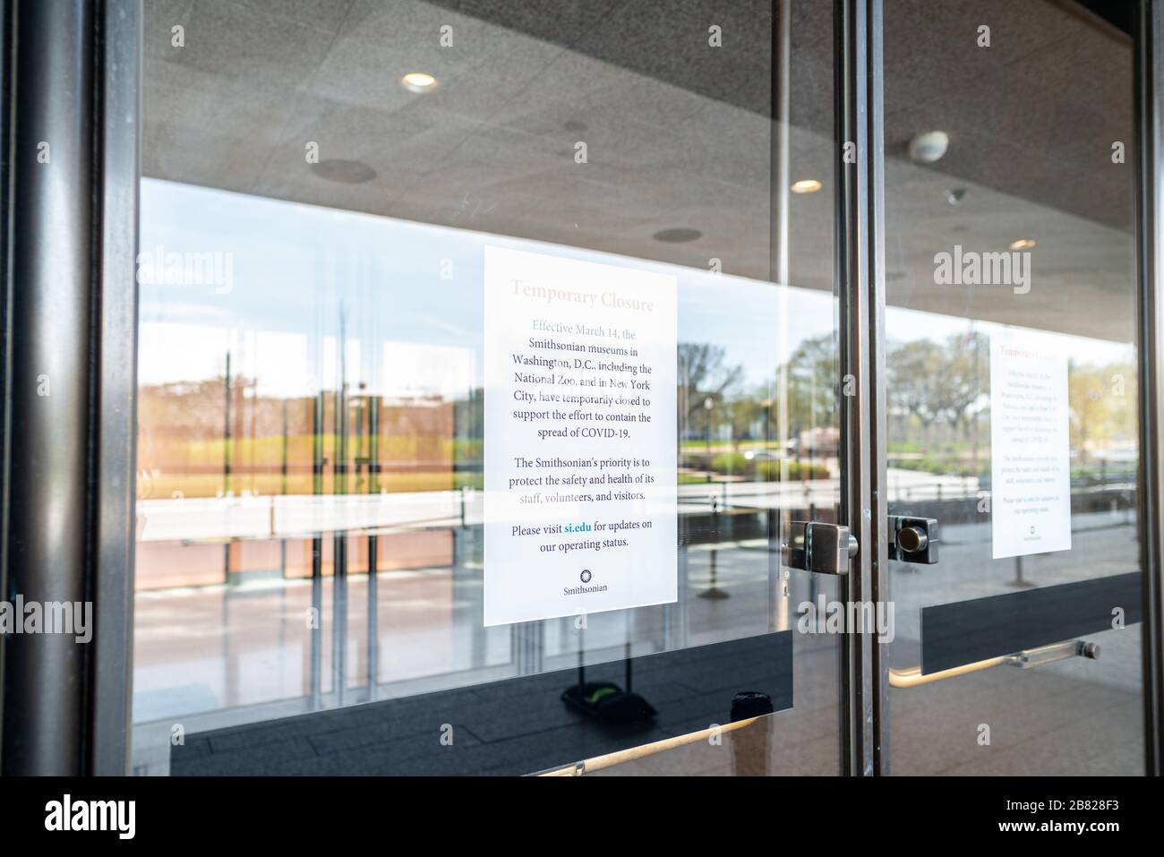Smithsonian National Museum of African American History and Culture Closed as a result of Social Distancing from COVID-19 Pandemic. Stock Photo