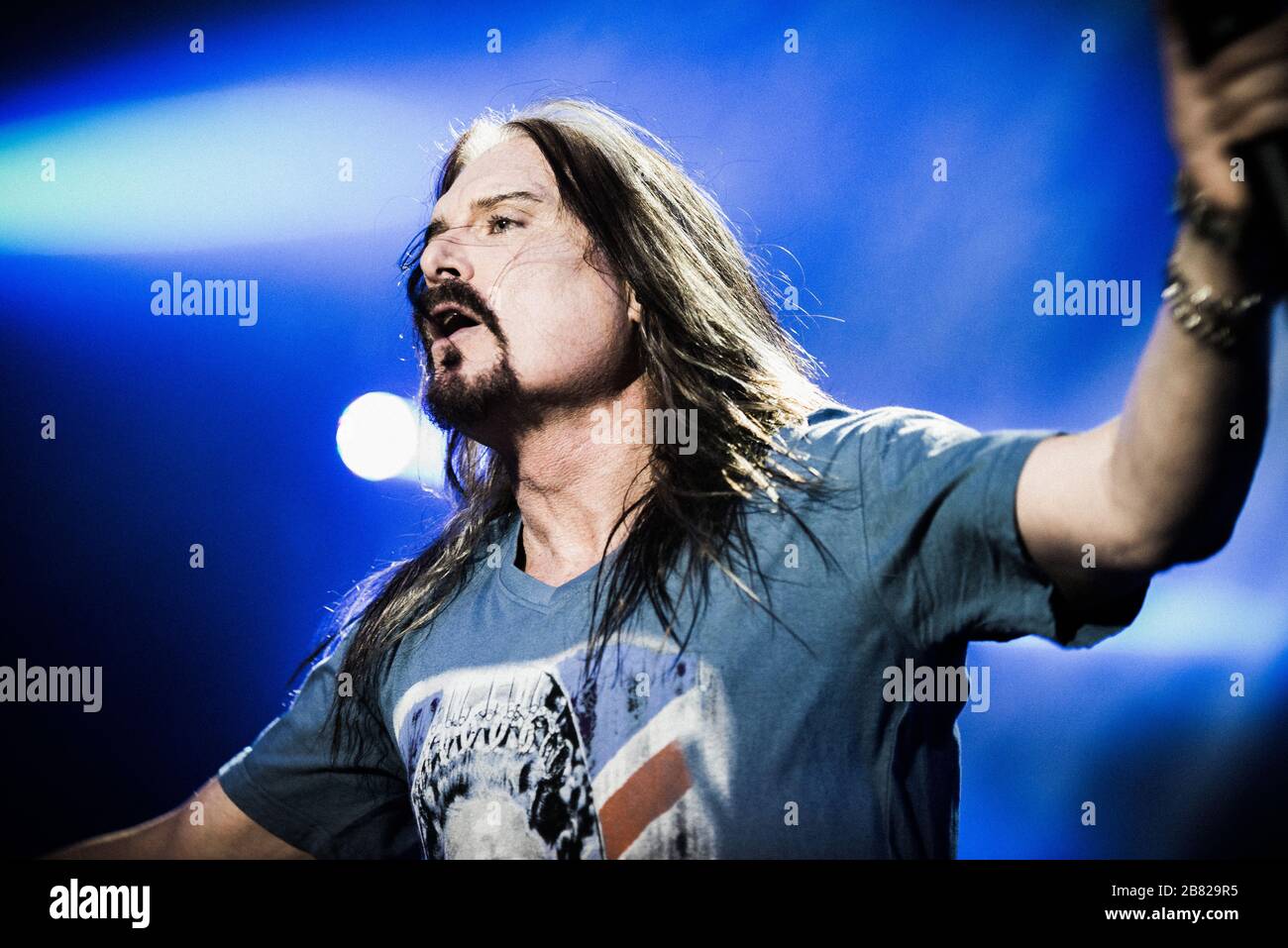 Copenhagen Denmark th February 14 The American Progressive Metal Band Dream Theater Performs A Live Concert At Falconer Salen In Frederiksberg Copenhagen Here Vocalist James Labrie Is Seen Live On Stage Photo