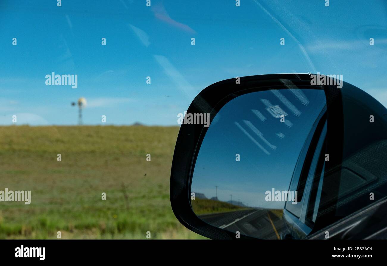 Close up of Side View Mirror Stock Photo