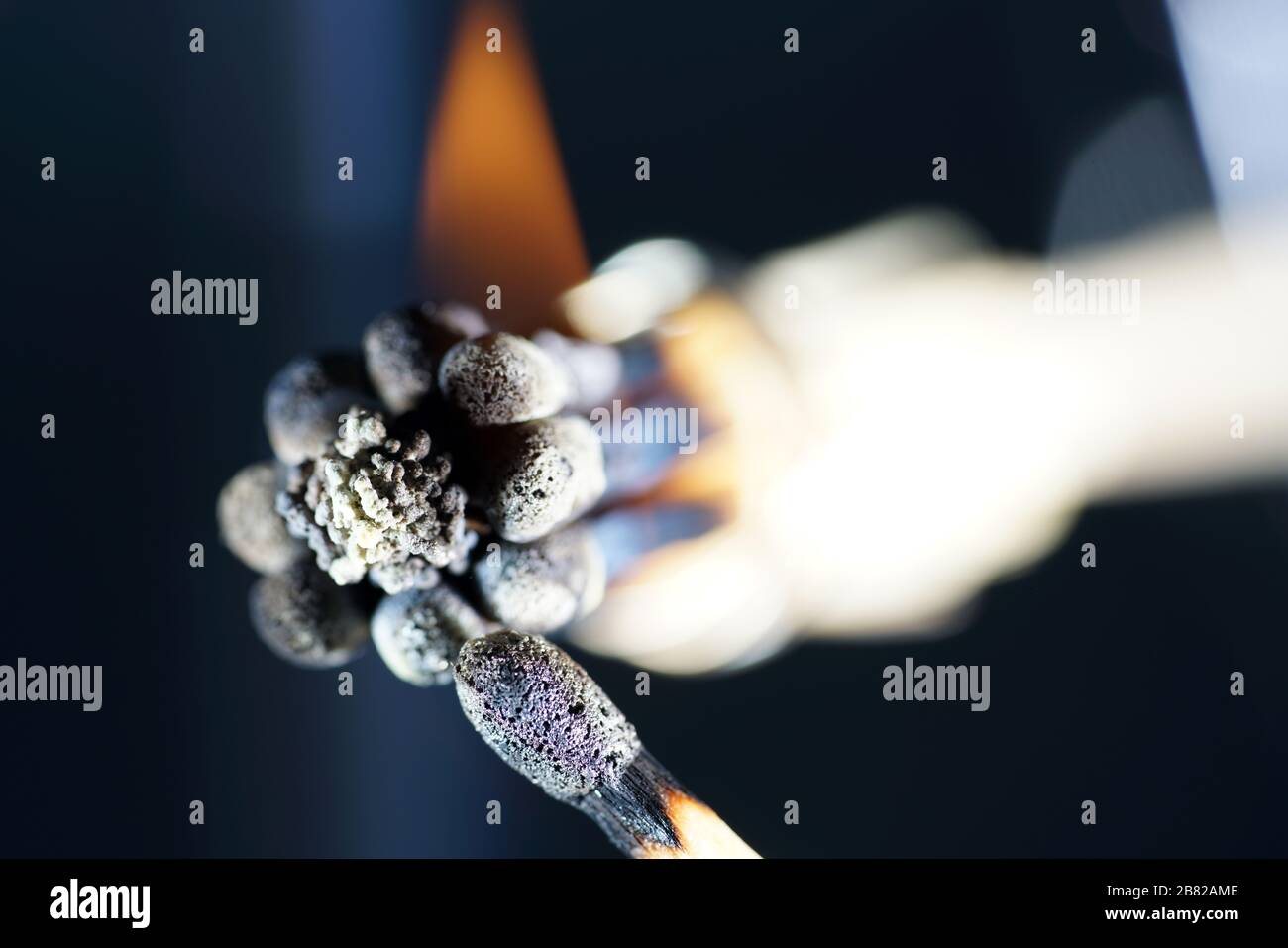 Lit matches and blown out in the studio photographed with colorful