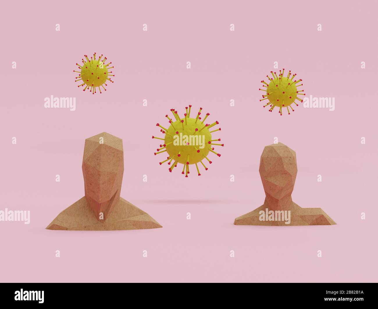 Male and Female people exposed to an environment with virus and being at health risk - 3d rendering concept Stock Photo