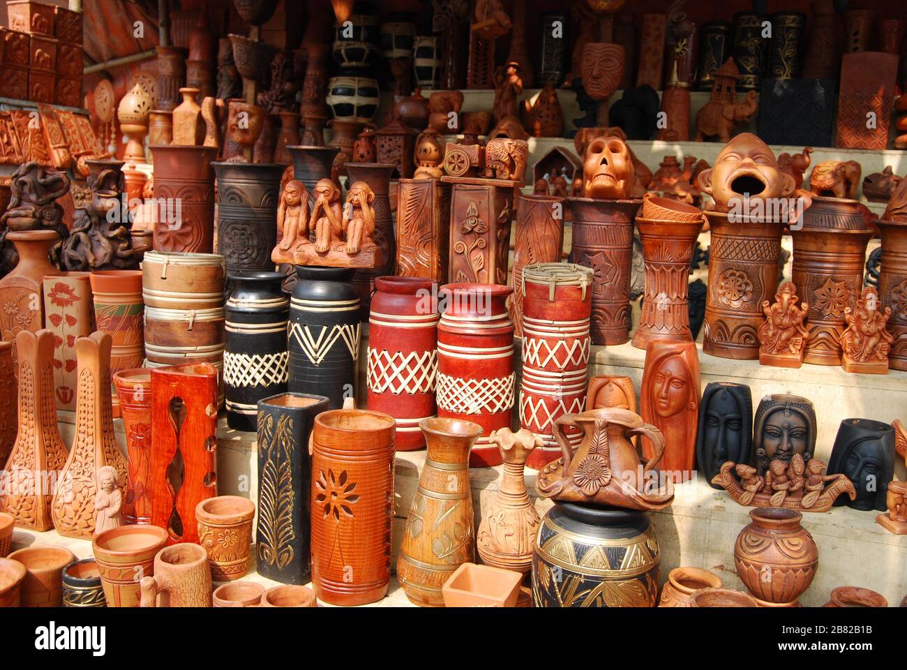 Colorful pottery display at fair. Chittagong, Bangladesh. January 2008