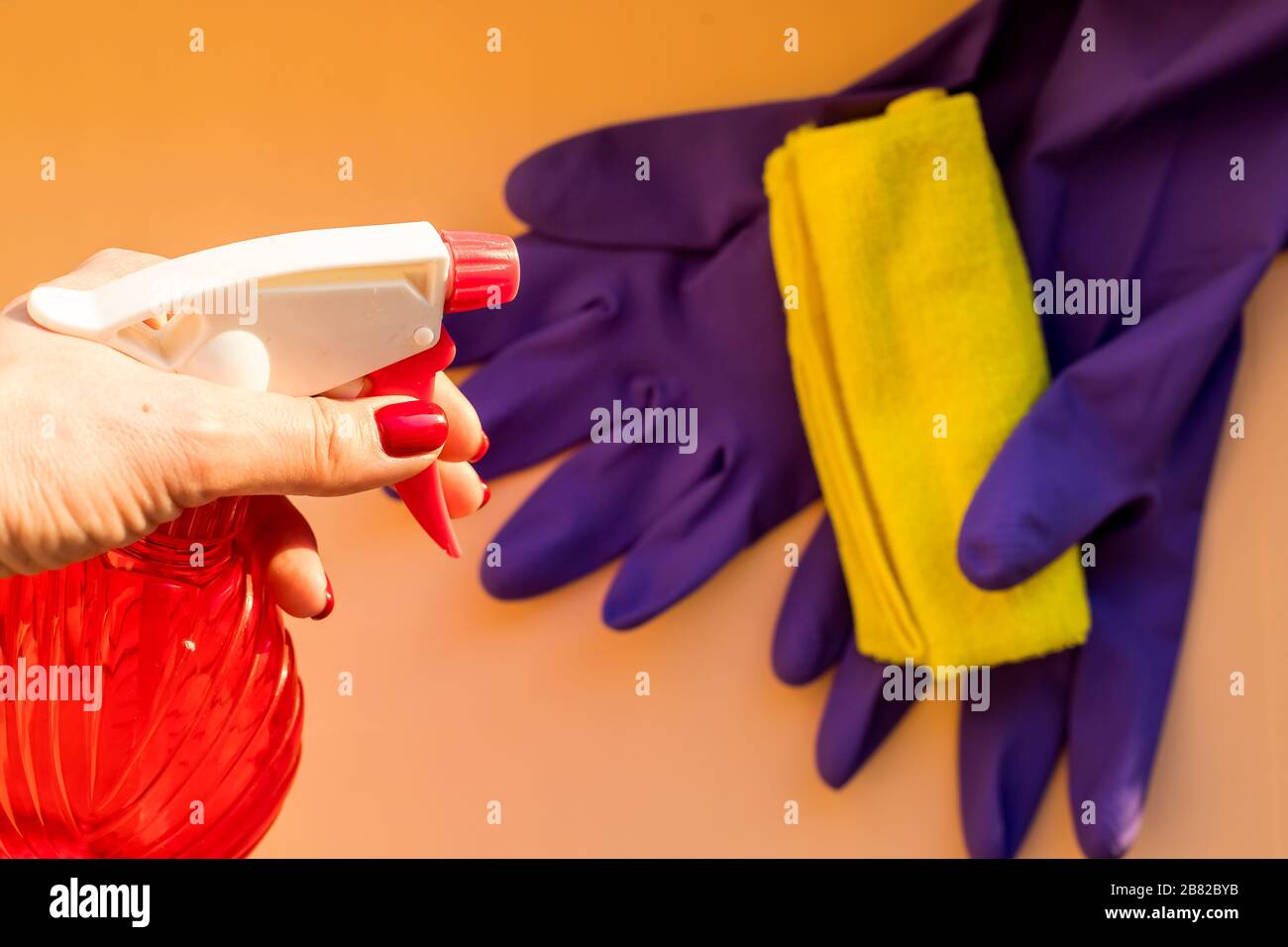 cleaning equipment, rubber gloves, cleaning cloths.Cleaning service