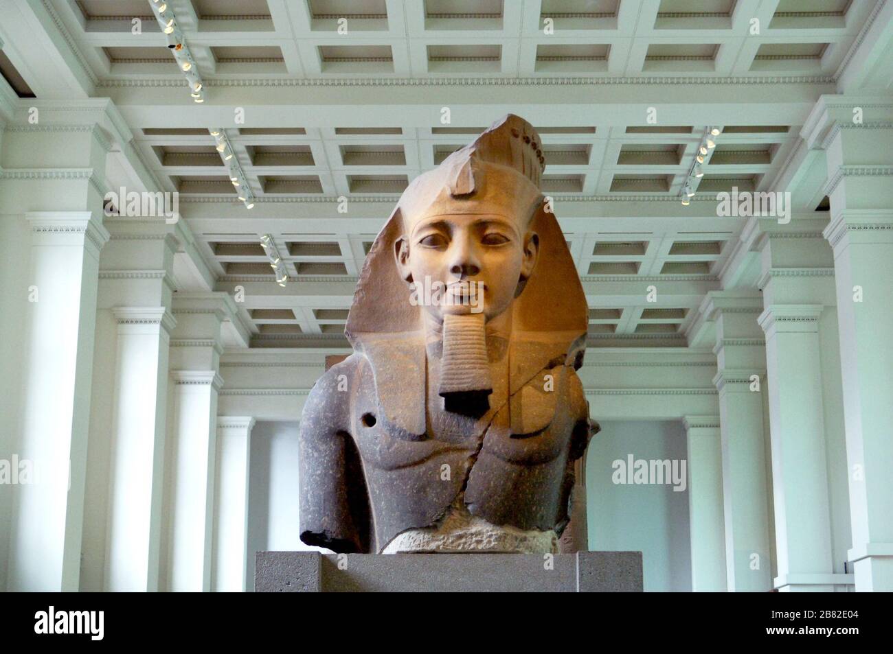 Colossal head of Egyptian Pharaoh Ramesses II, ca. 1250 B.C, British Museum, London Stock Photo