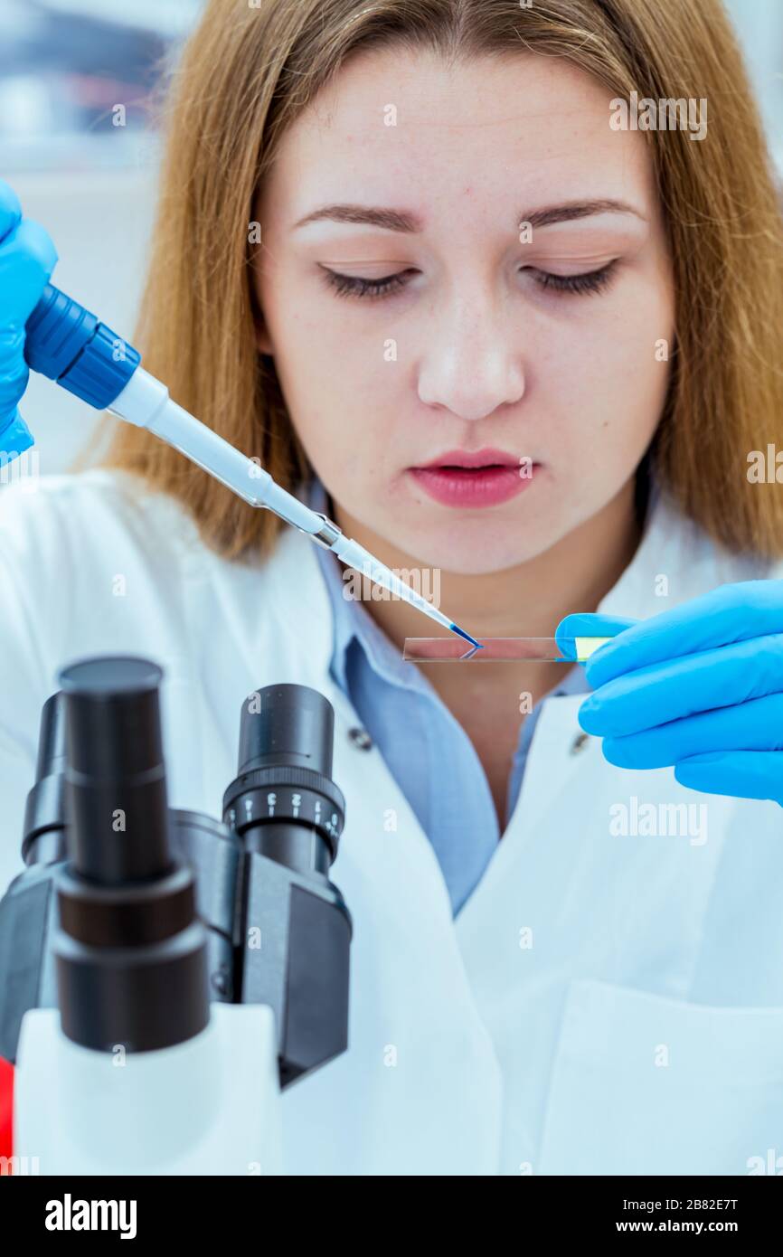 Girl lab technician at the clinic's microbiology laboratory Stock Photo Alamy