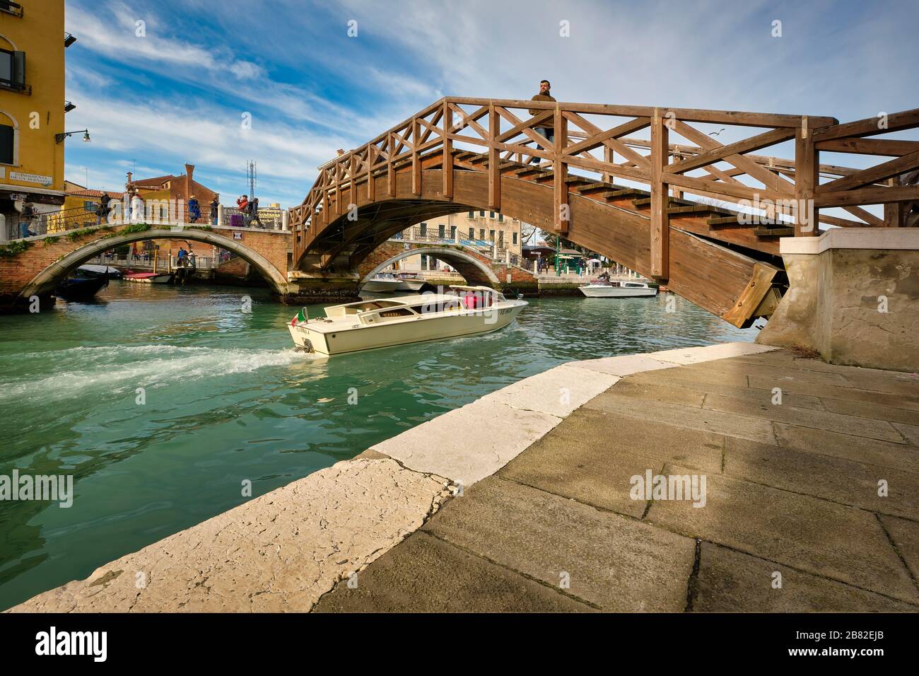 Ponte Tre Ponti in Venice (Italy) Stock Photo