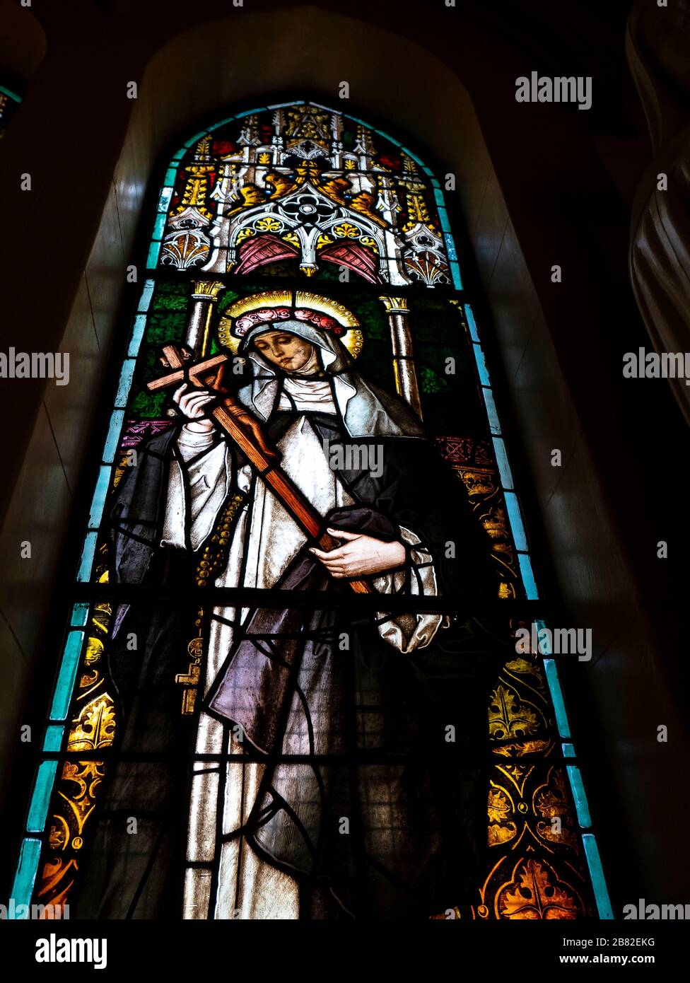 Stained Glass Window, St. Emmanuel Cathedral, Durban, South Africa Stock Photo