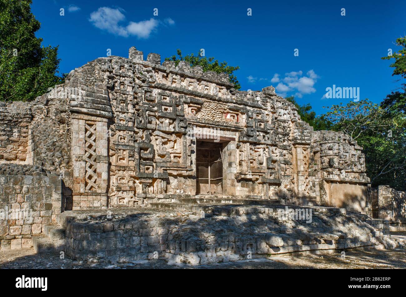 Monster Mouth entrance at Palacio Principal, Maya ruins at Hochob archaeological site, near Chencoh, Yucatan Peninsula, Campeche state, Mexico Stock Photo
