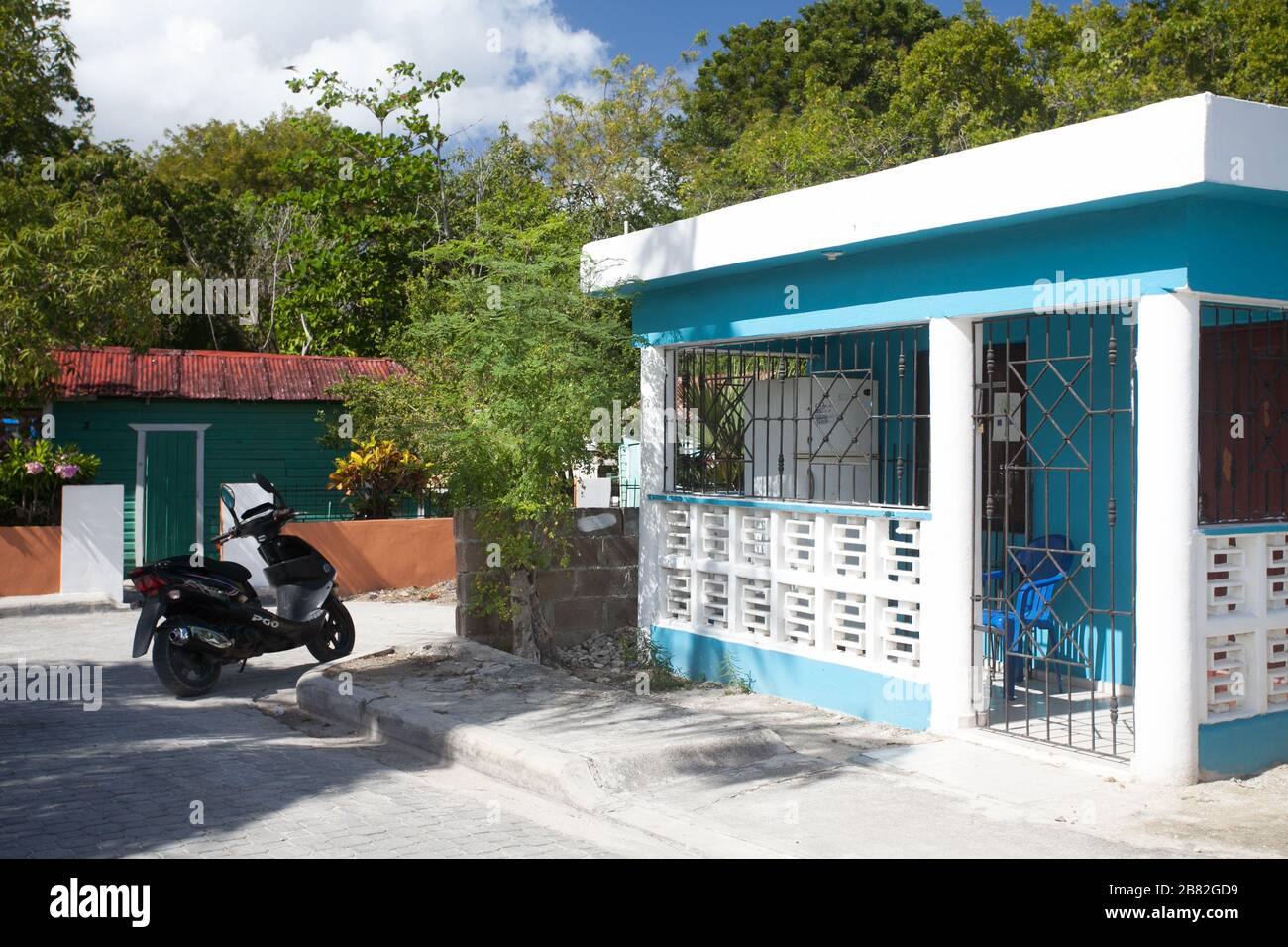 Typical one storey house in Bayahibe, Dominican Republic Stock Photo