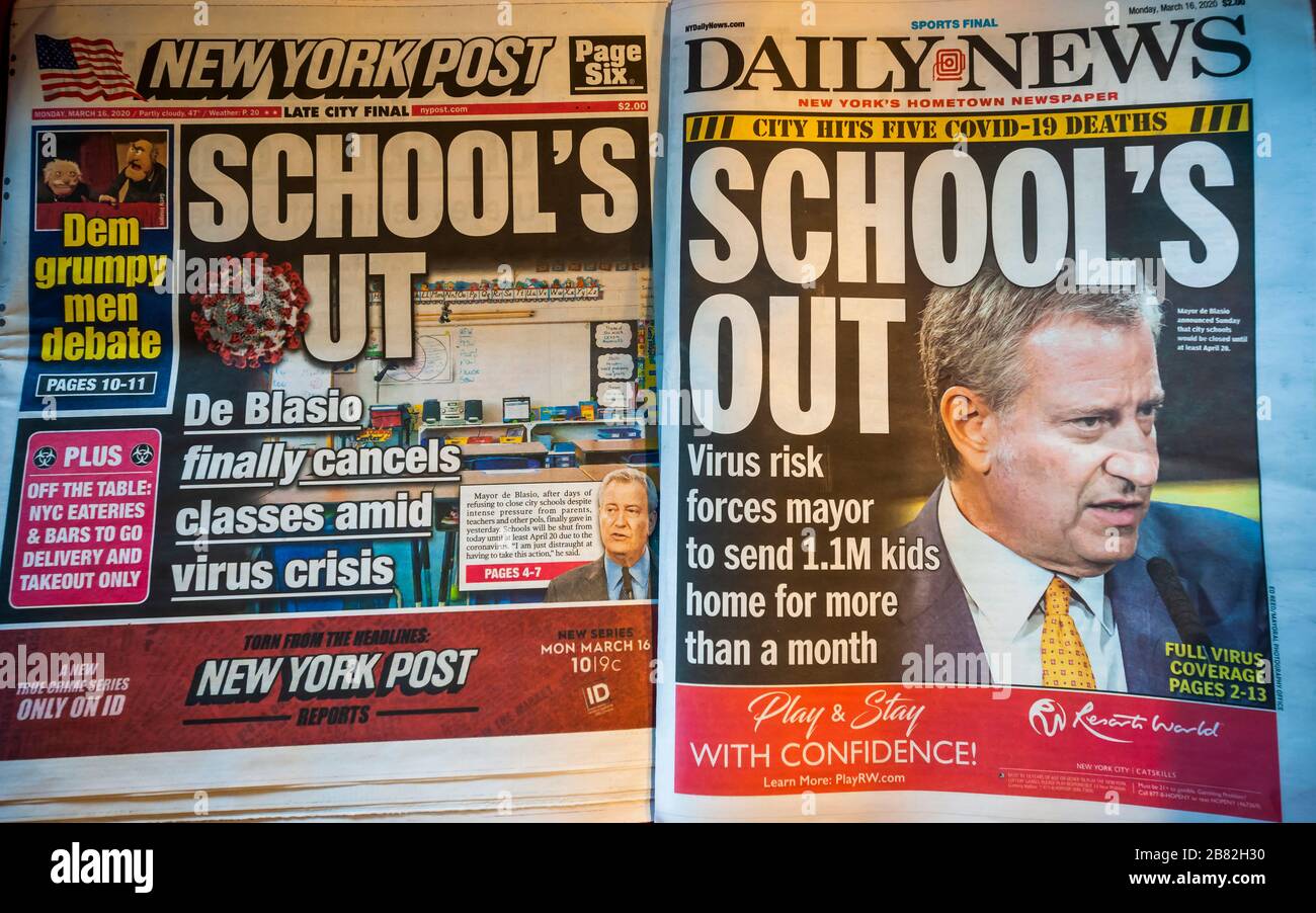 Headlines Of The New York Tabloids On Monday March 16 Report On New York Mayor Headlines Of The New York Tabloids On Monday March 16 Report On New York Mayor