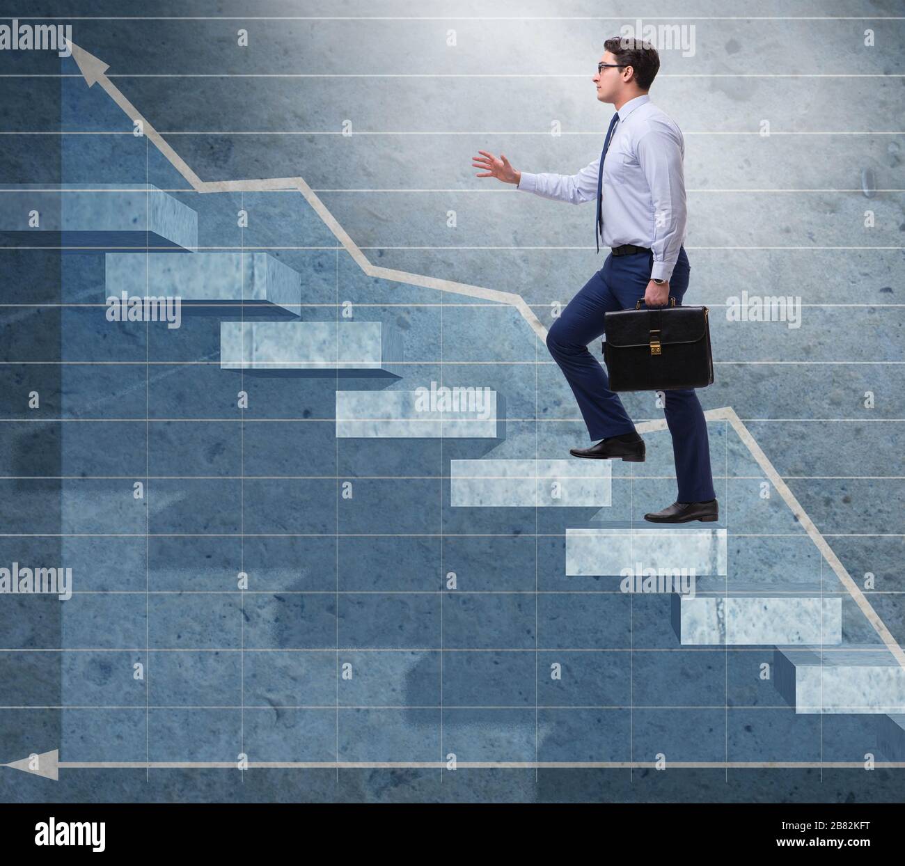 The young businessman climbing career ladder Stock Photo - Alamy