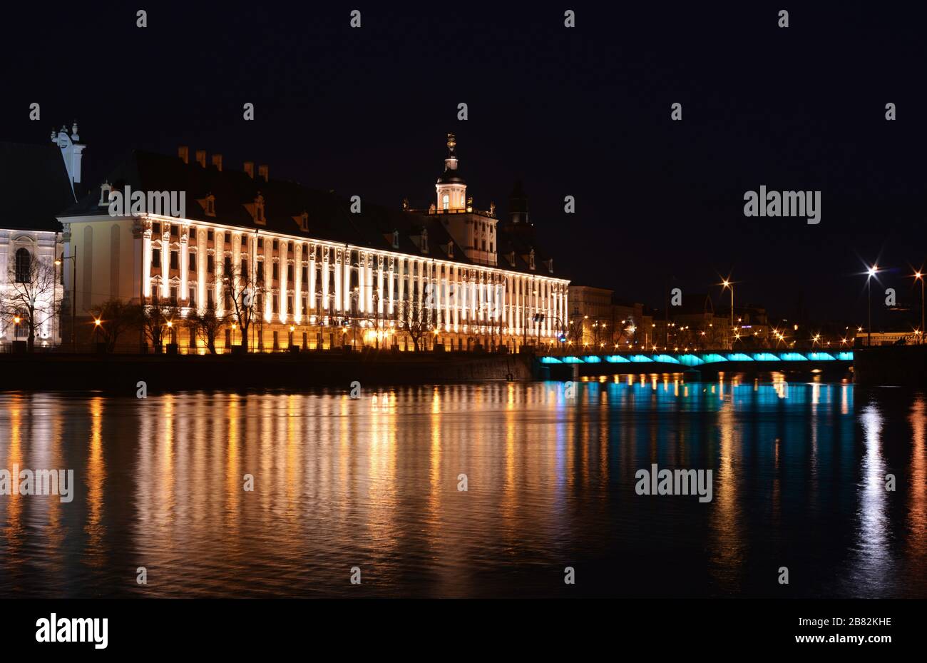 University of Wroclaw Poland by Night Stock Photo