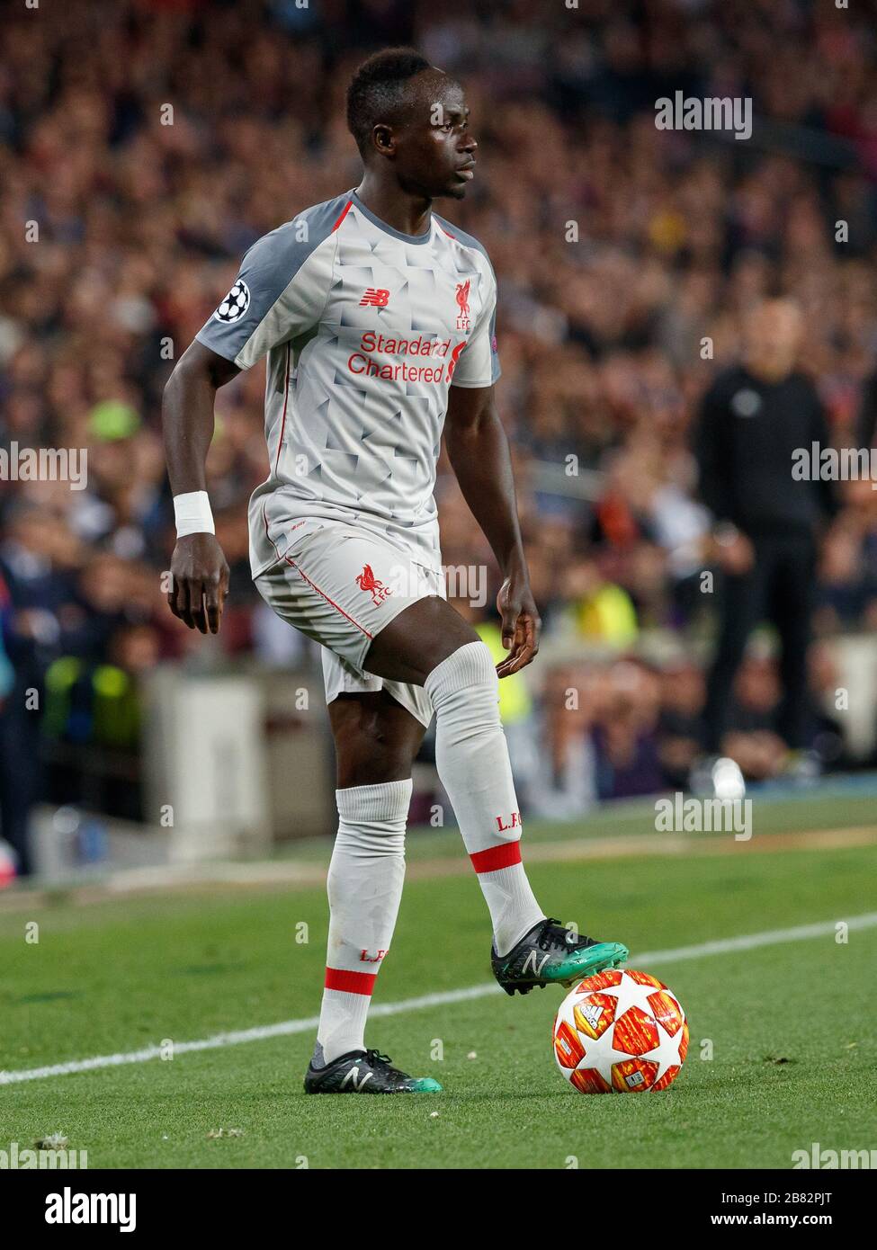 BARCELONA, SPAIN - MAY 01:  Sadio Mane of Liverpool during the UEFA Champions League Semi Final first leg match between FC Barcelona and Liverpool at Stock Photo