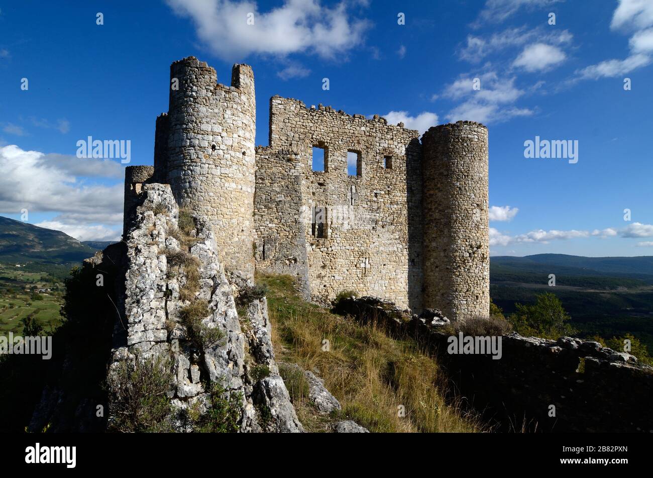 Ruins of Medieval Castle or Bargème Château Var Provence France Stock Photo