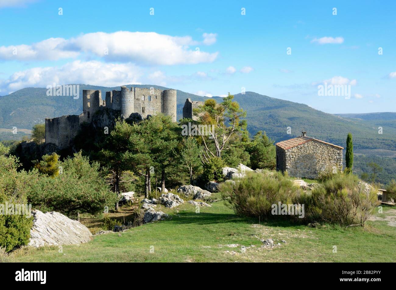 Ruins of Medieval Castle or Bargème Château Var Provence France Stock Photo