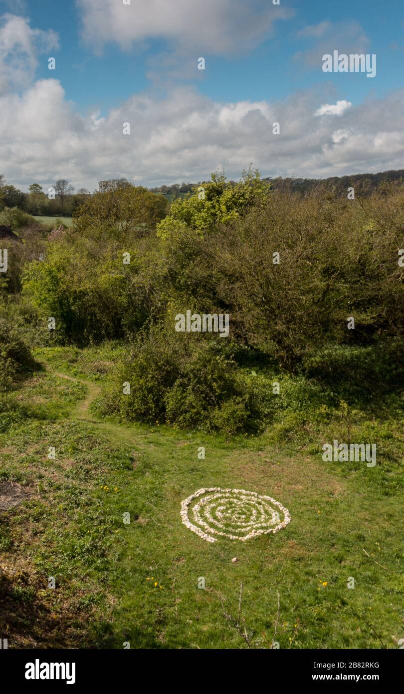 Noar Hill Nature Reserve east hampshire chalk downs chalk ring art circle Stock Photo