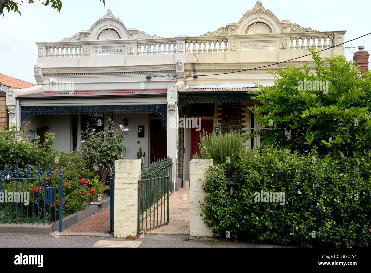 Semidetached Victorian homes in Melbourne, Victoria, Australia Stock