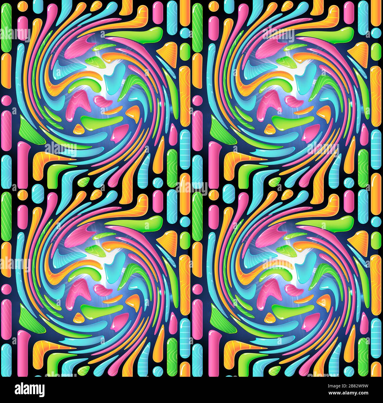 seamless doodle vertical stripes on black background Stock Photo
