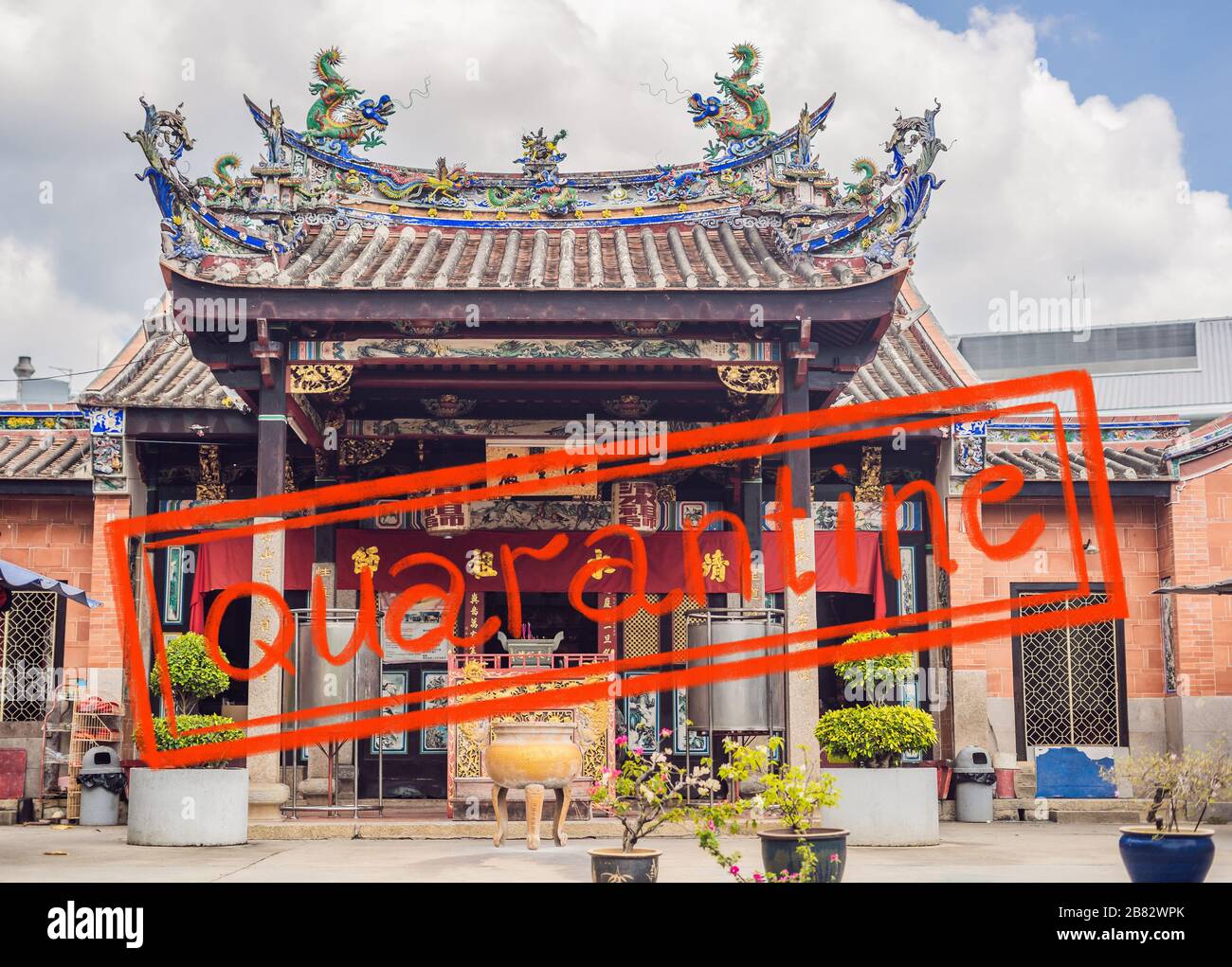 Quarantine due to coronavirus epidemic covid19 Temple of snakes with