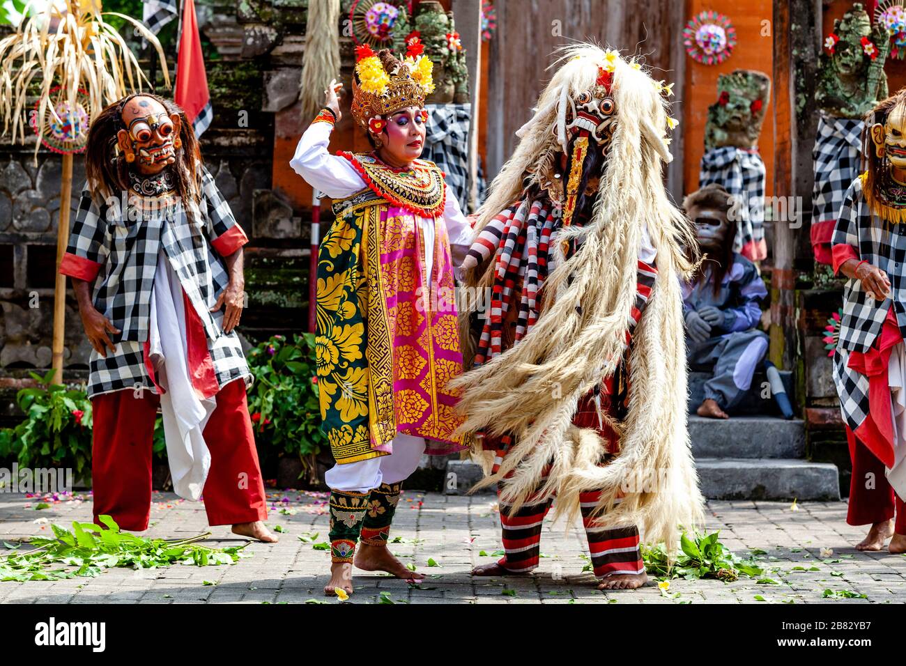 Local People Performing In A Traditional Balinese Barong And Kris Dance ...