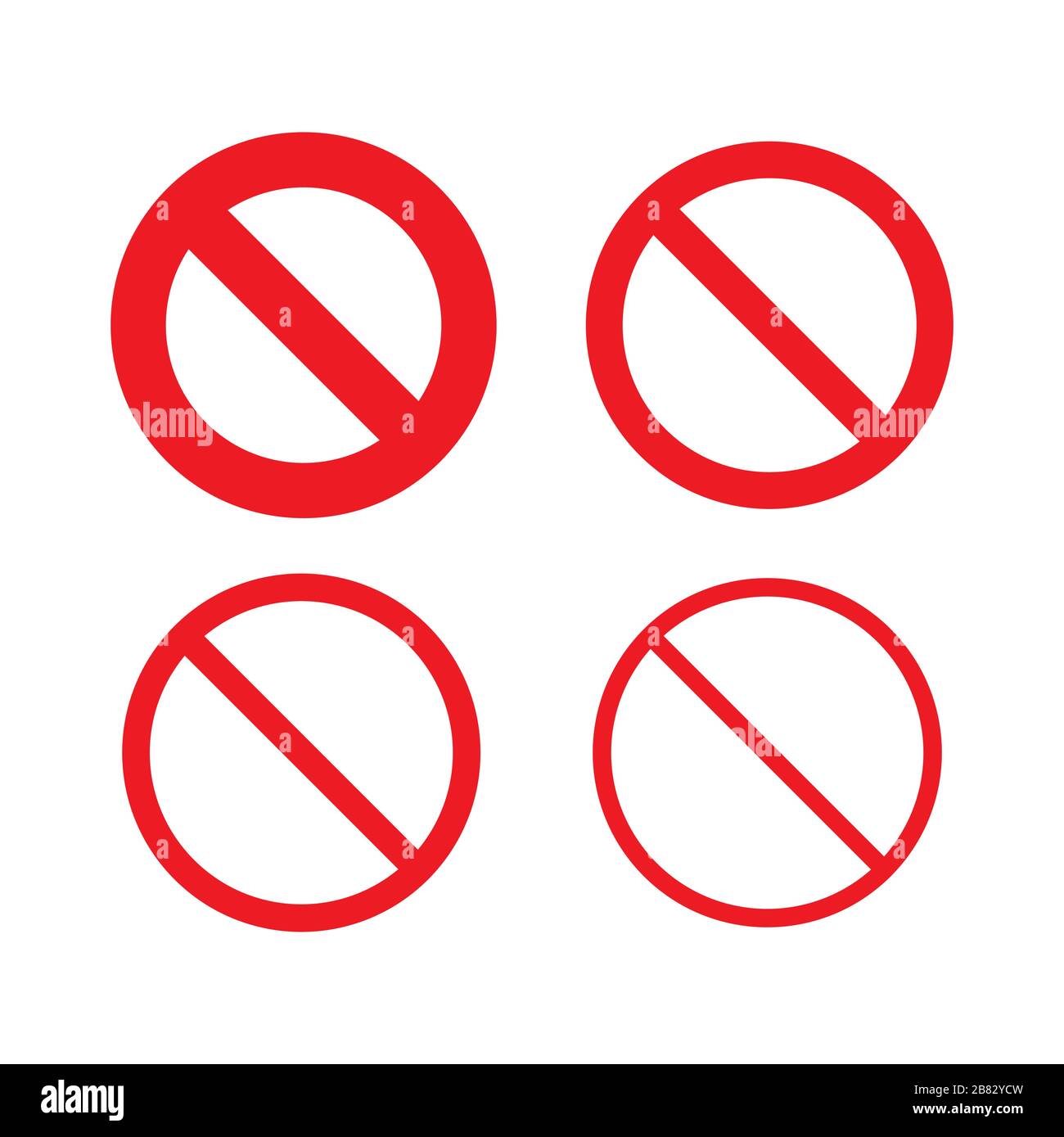 Prohibition sign set. No Sign on white background Stock Vector