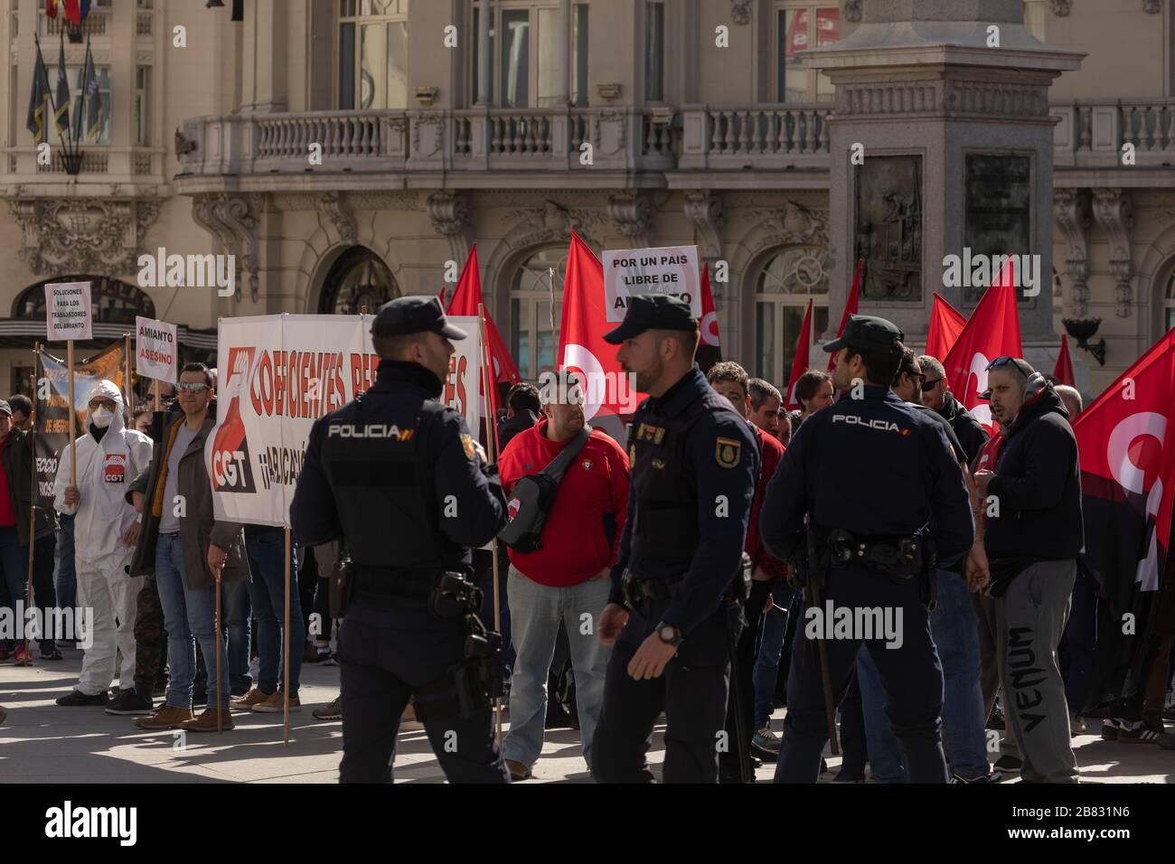Madrid, Spain February 27, 2020 Protest demonstration called by CGT, in Madrid, against