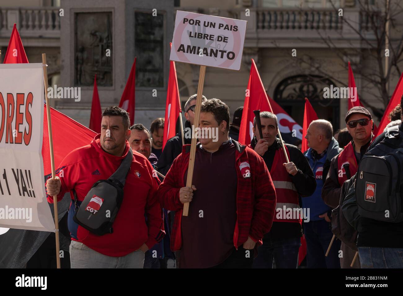 Madrid, Spain February 27, 2020 Protest demonstration called by CGT, in Madrid, against