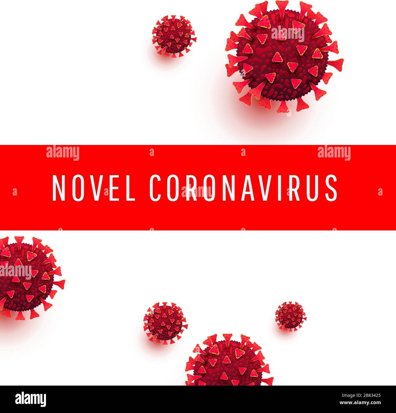 Novel Coronavirus outbreaks in world. COVID 19 infection conept. SARS-CoV-2 molecule and text on a white background. Vector illustration Stock Vector
