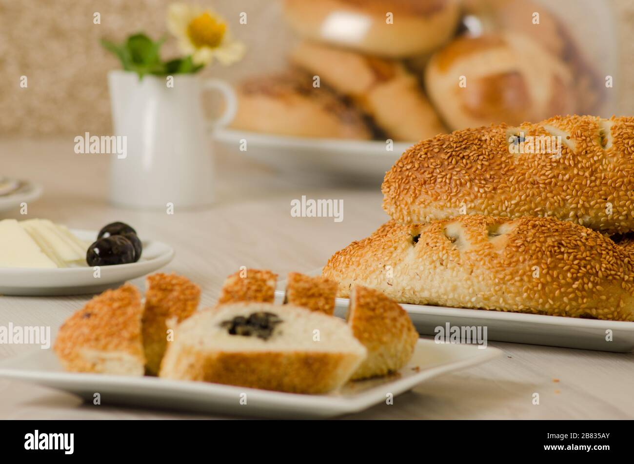 Turkish pastry from turkish cuisine (acma, Pogaca, Simit Stock Photo ...