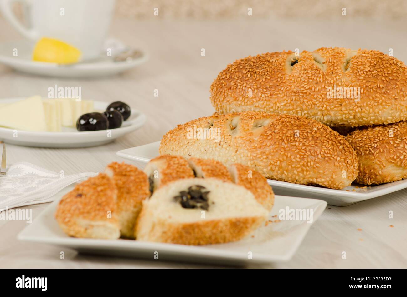 Turkish pastry from turkish cuisine (acma, Pogaca, Simit Stock Photo ...