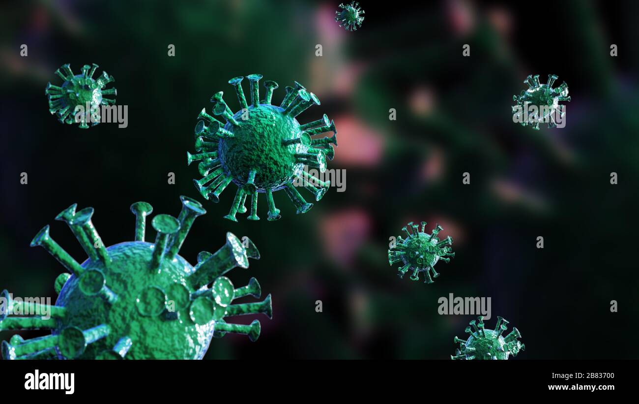 oronavirus 2019-nCov novel coronavirus concept resposible for asian flu outbreak and coronaviruses influenza as dangerous flu strain cases as a pandem Stock Photo