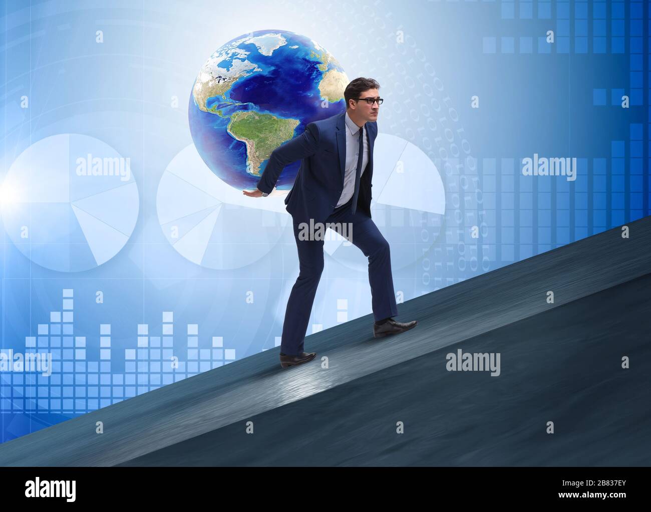 Businessman With The World On His Shoulders Stock Photo - Download