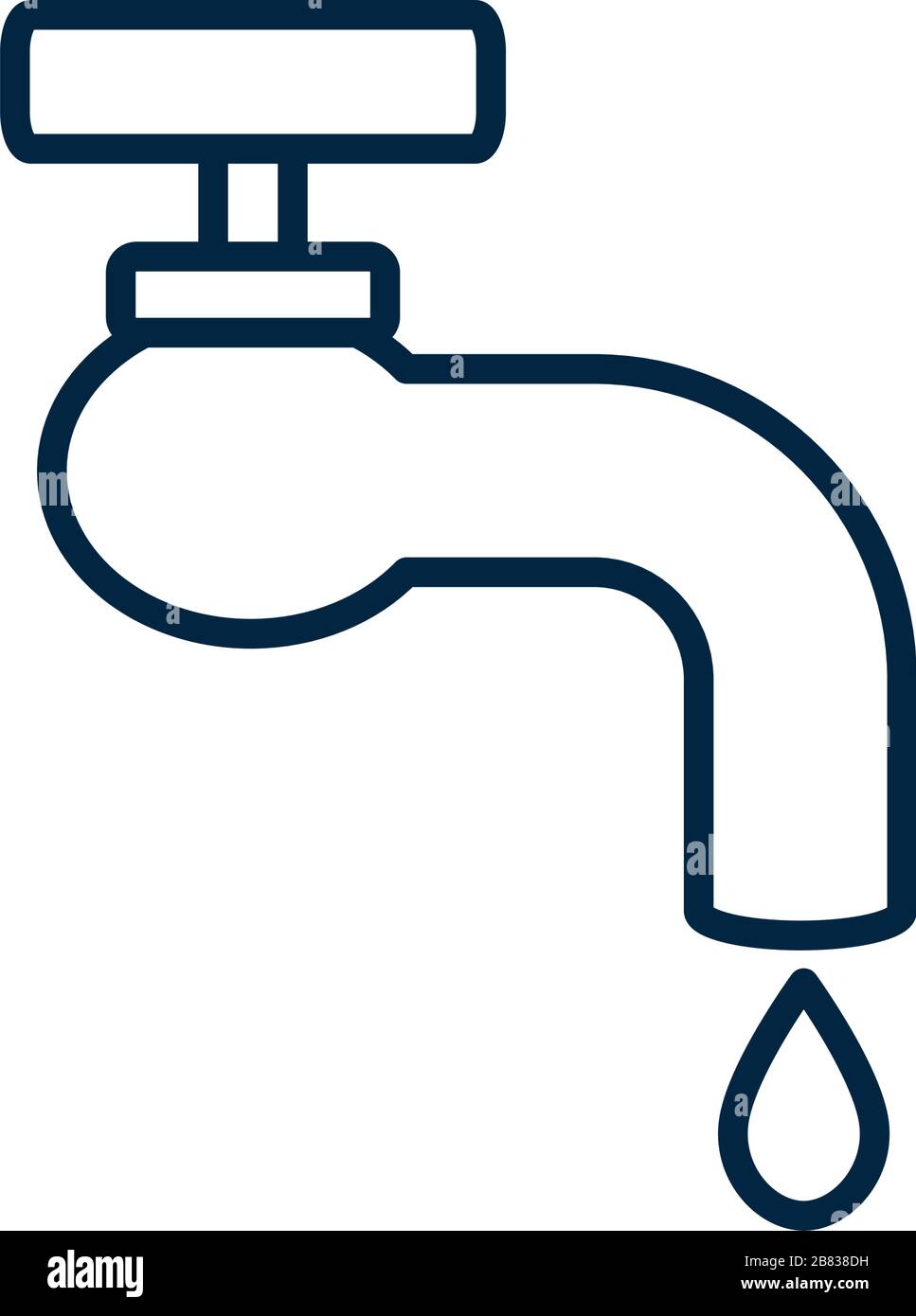 faucet and water drop icon over white background, line style, vector ...