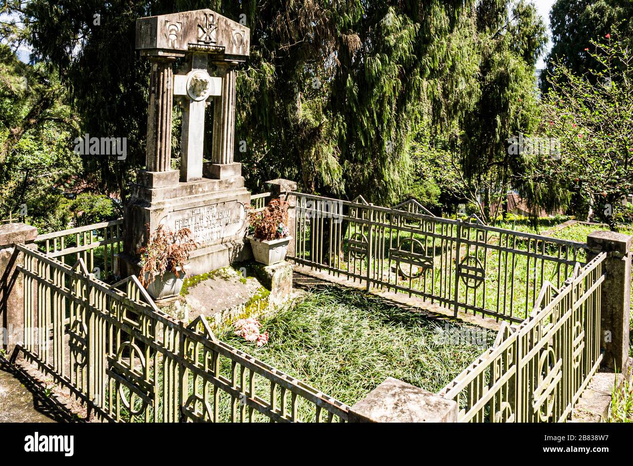 Graves in the Immigrant Cemetery, where the first immigrants who came to the city of Joinville were buried from 1851 to 1913. Stock Photo